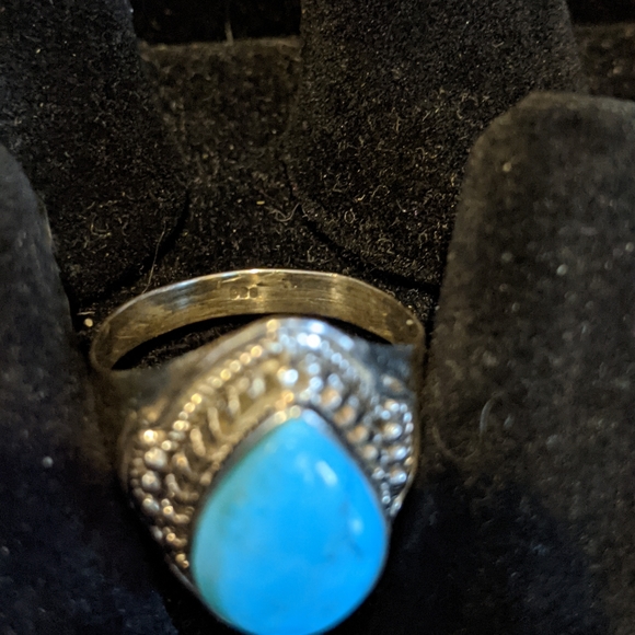Arizona Mohave Turquoise .925 Silver Ring, size 9 - Picture 8 of 8